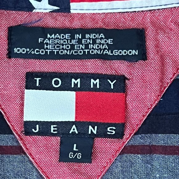 Vtg Y2K 2001 Tommy Hilfiger Jeans Plaid Short Sleeve‎ Button Up Shirt Men's L - Picture 4 of 11